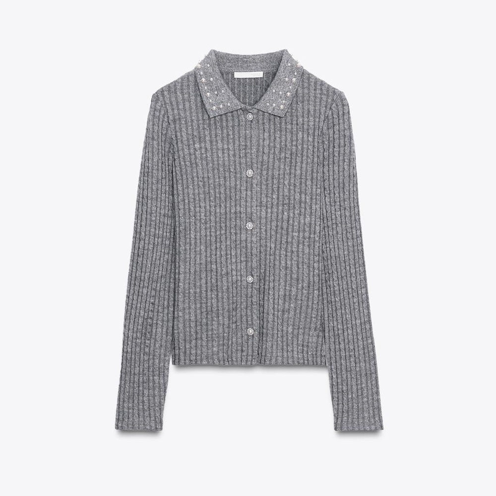 NWT- Zara JEWEL NECK CROPPED CARDIGAN